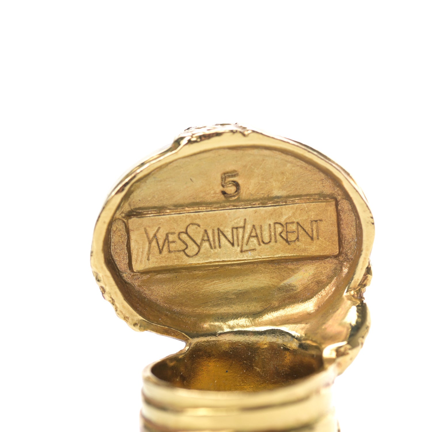 Saint Laurent Glass Cabochon Arty Ovale Ring 5 Gold Blue 4 of 4
