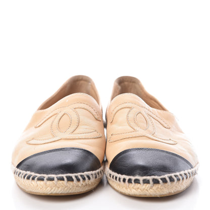 Chanel Lambskin CC Espadrilles 36 Beige Black 2 of 11