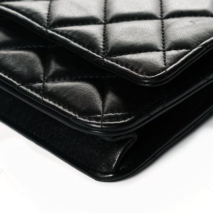 Chanel Lambskin Quilted Wallet On Chain WOC Black 12 of 15