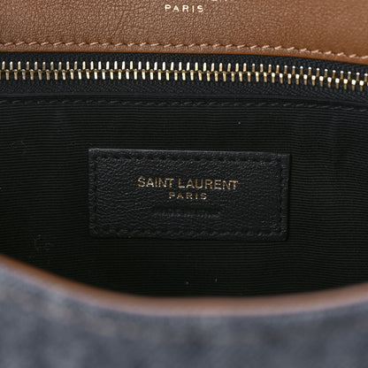 Saint Laurent Denim Suede Monogram Medium Niki Chain Satchel Blue Cinnamon 6 of 13