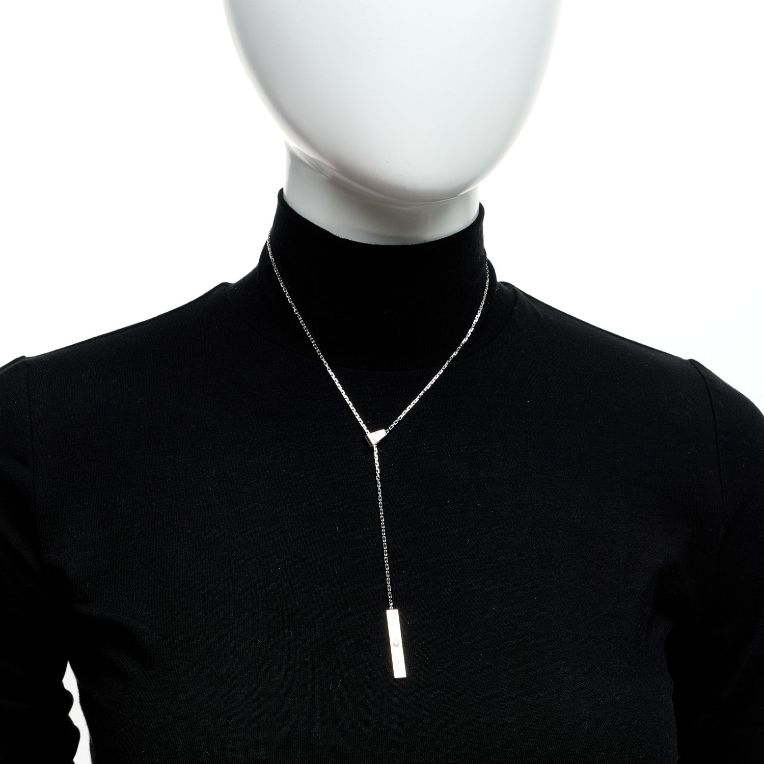 Cartier 18K White Gold Diamond LOVE Lariat Necklace 2 of 4