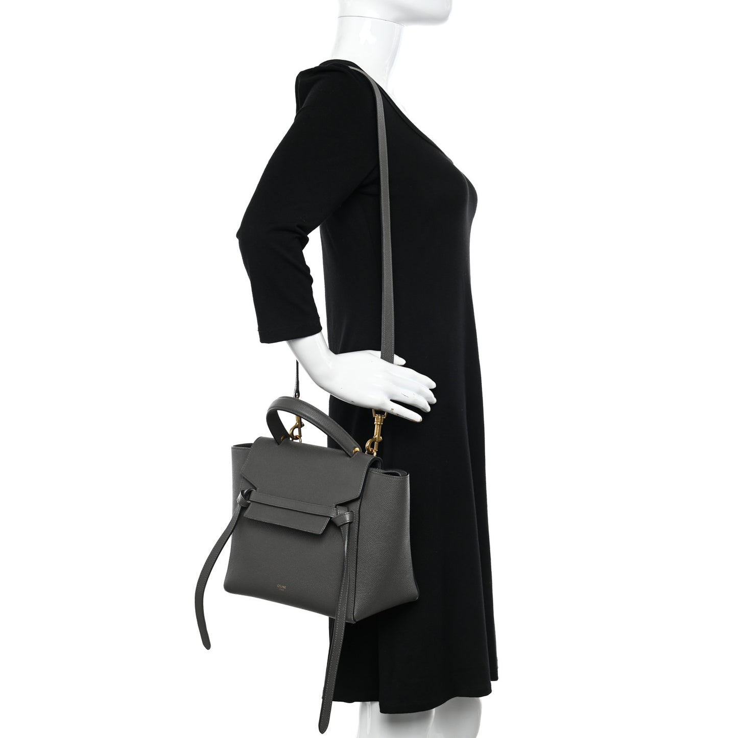 Grained Calfskin Micro Belt Bag Grey