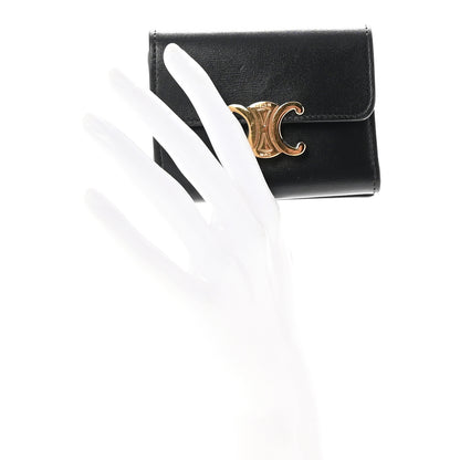 Celine Shiny Calfskin Compact Triomphe Wallet With Coin Purse Black 2 of 8