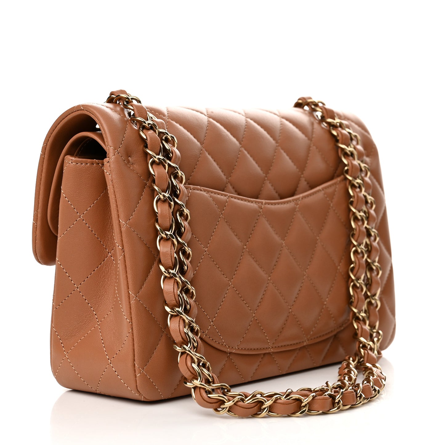 Lambskin Quilted Small Double Flap Brown