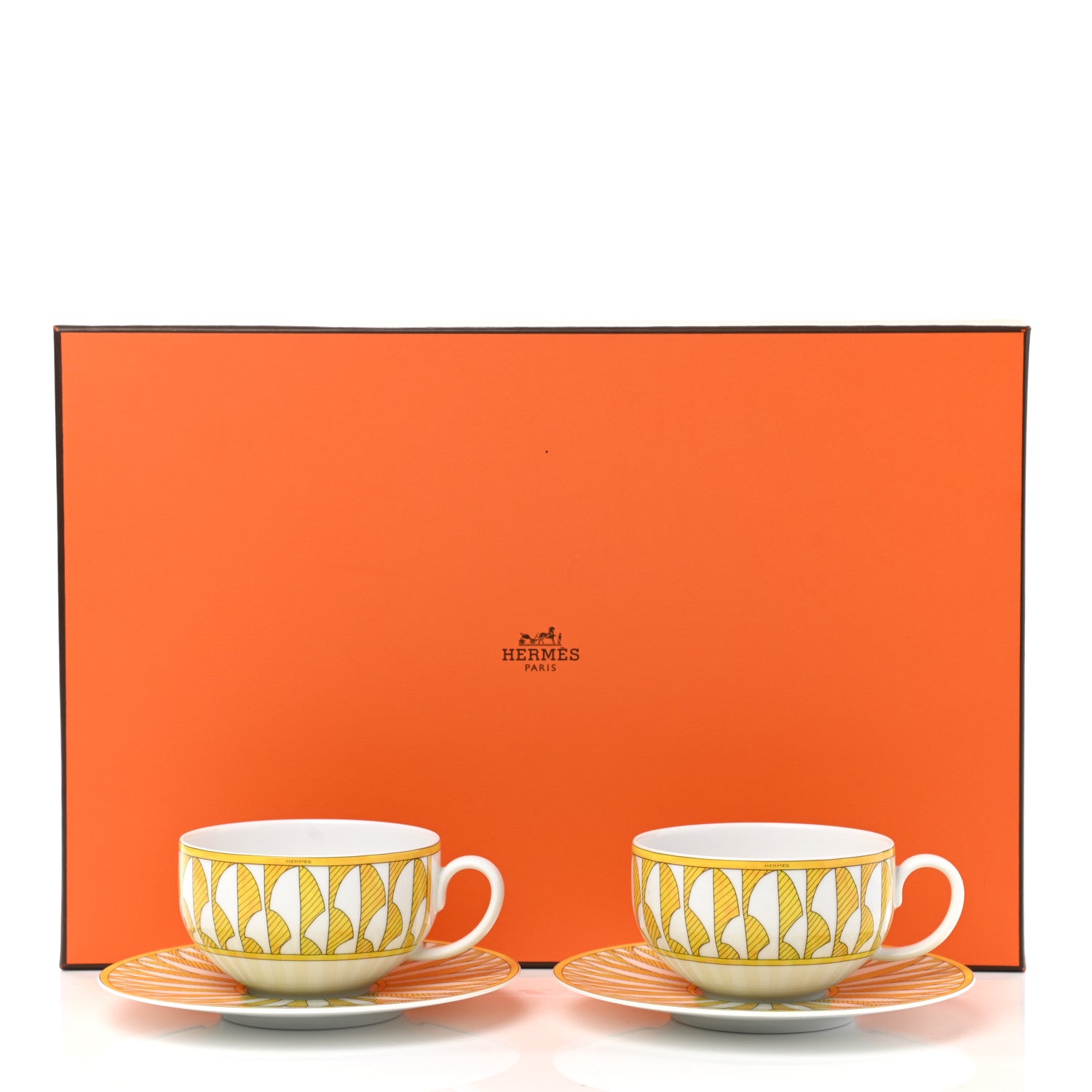 Hermes Porcelain Soleil d'Hermes Breakfast Cup And Saucer Set Of 2 10 of 10
