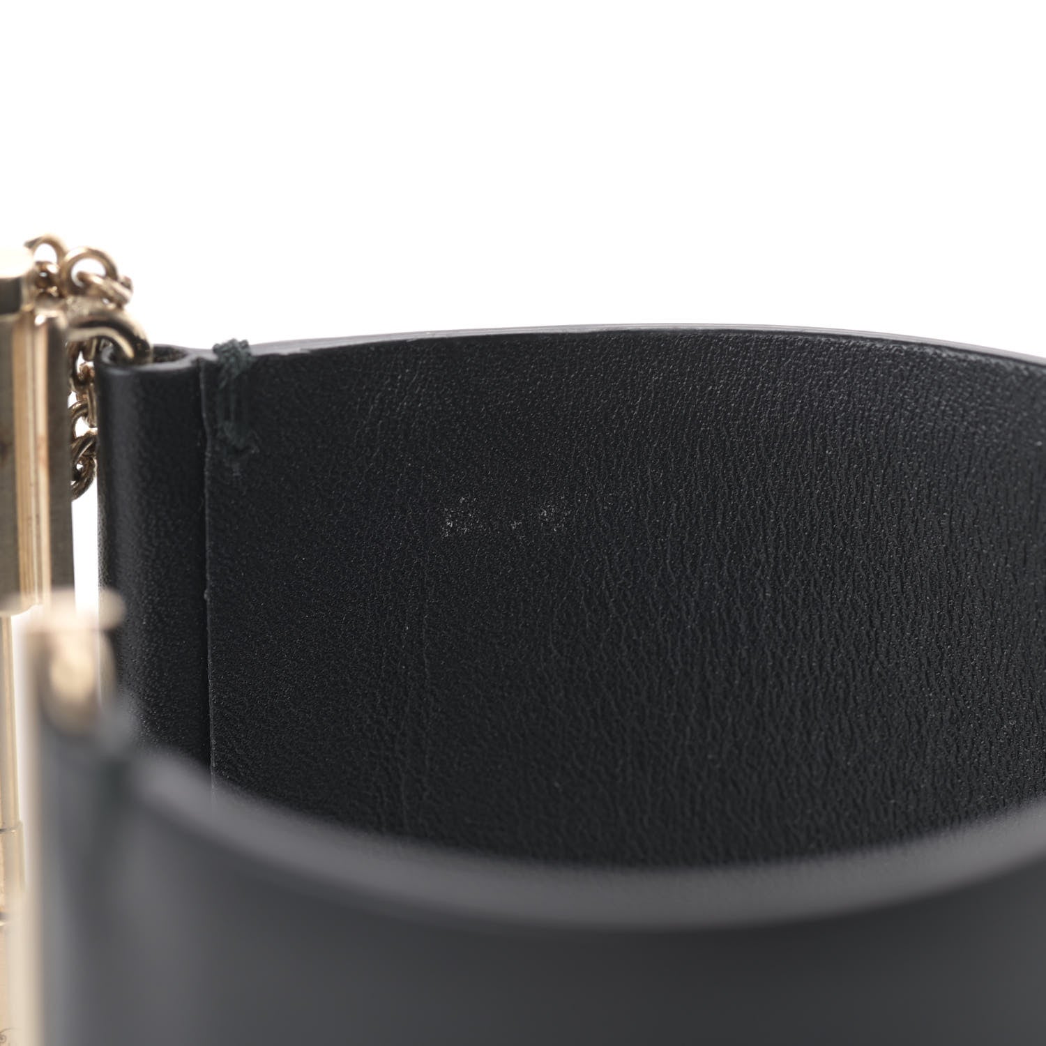 Chanel Calfskin CC Wide Cuff M Black Gold 5 of 6