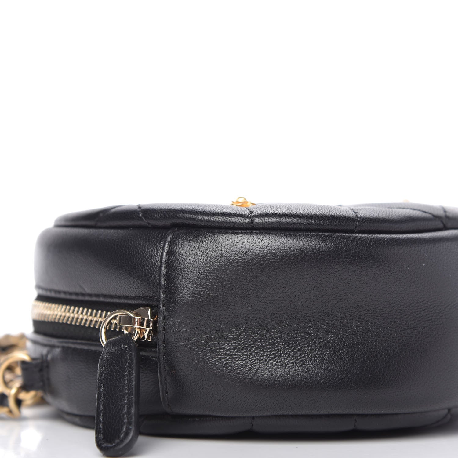 Chanel Lambskin Quilted Studded Round Clutch With Chain Black 6 of 10