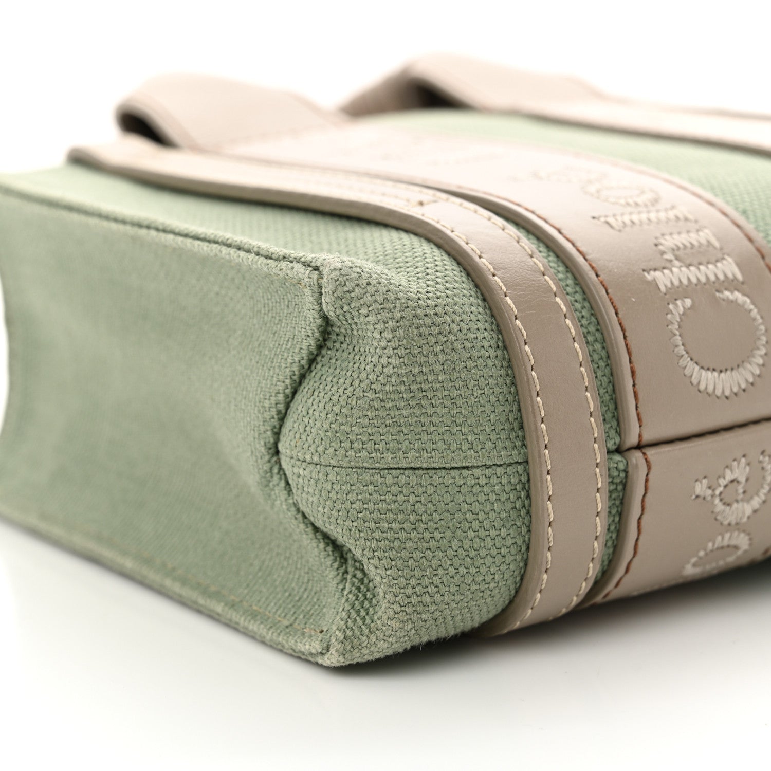 Chloe Cotton Calfskin Mini Woody Ribbon Tote Faded Green 9 of 14