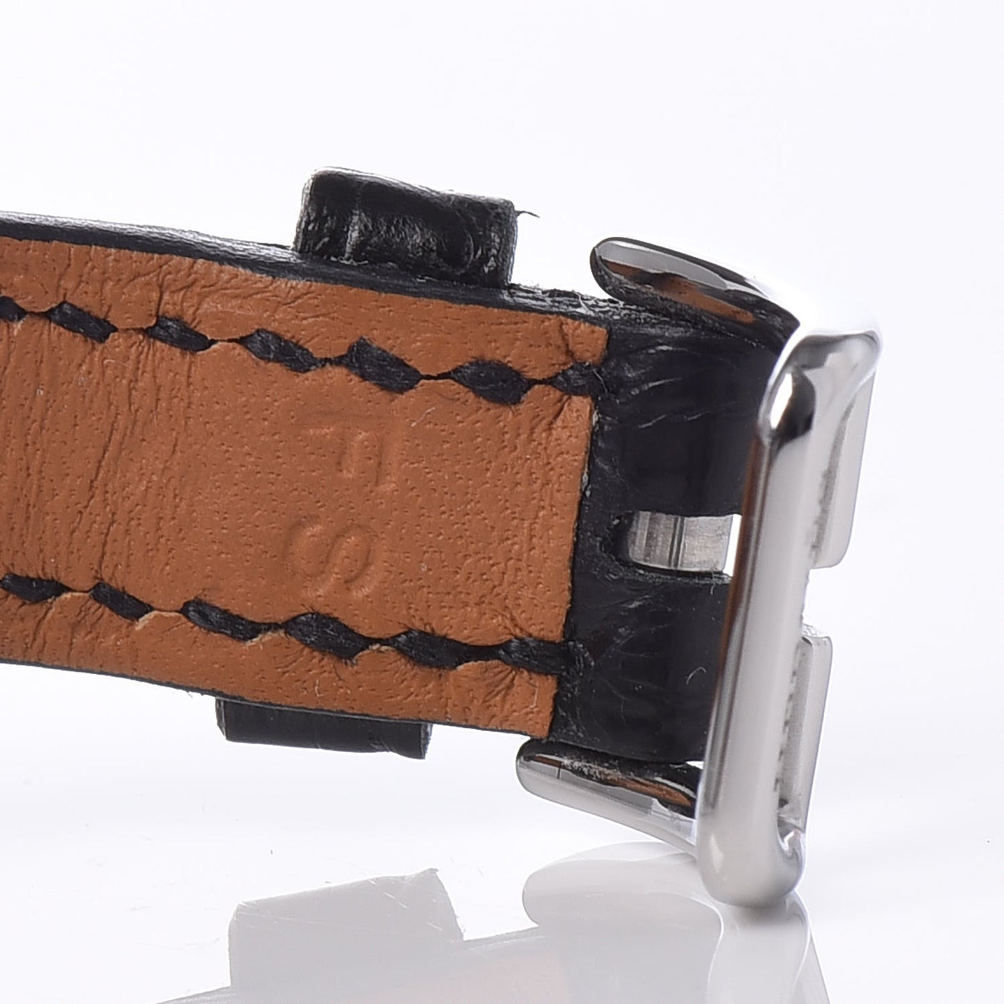 Stainless Steel Alligator Diamond 25mm Slim d'Hermes Quartz Watch Noir