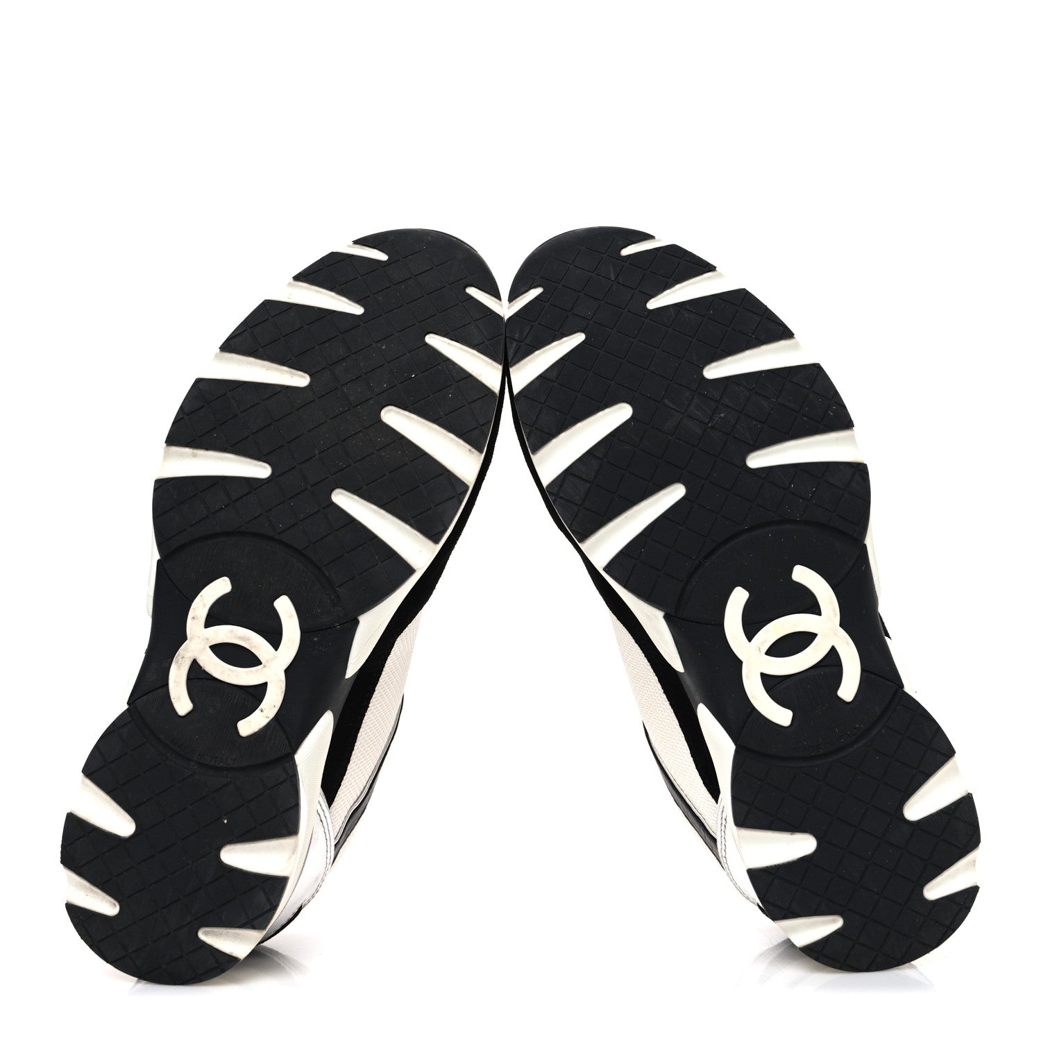 Chanel Mesh Suede Calfskin Grained Calfskin Womens CC Sneakers 39 Black White Silver 7 of 11