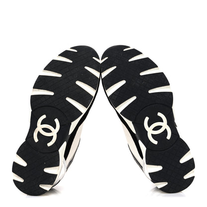 Chanel Mesh Suede Calfskin Grained Calfskin Womens CC Sneakers 39 Black White Silver 7 of 11