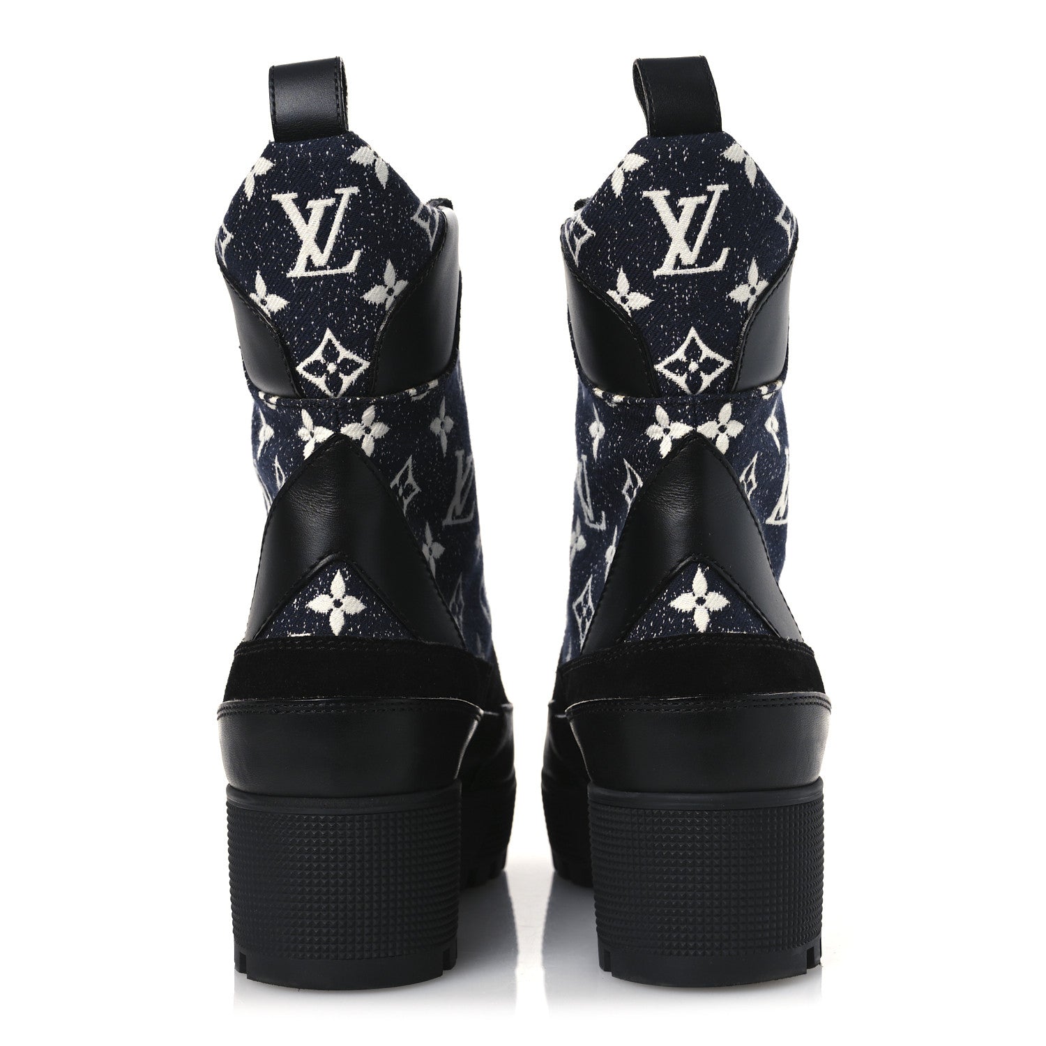 Louis Vuitton Calfskin Monogram Denim Laureate Platform Desert Boots 39.5 Navy Blue 6 of 12