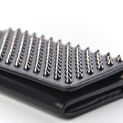 Christian Louboutin Calfskin Macaron Spiked Flap Wallet Black 6 of 9