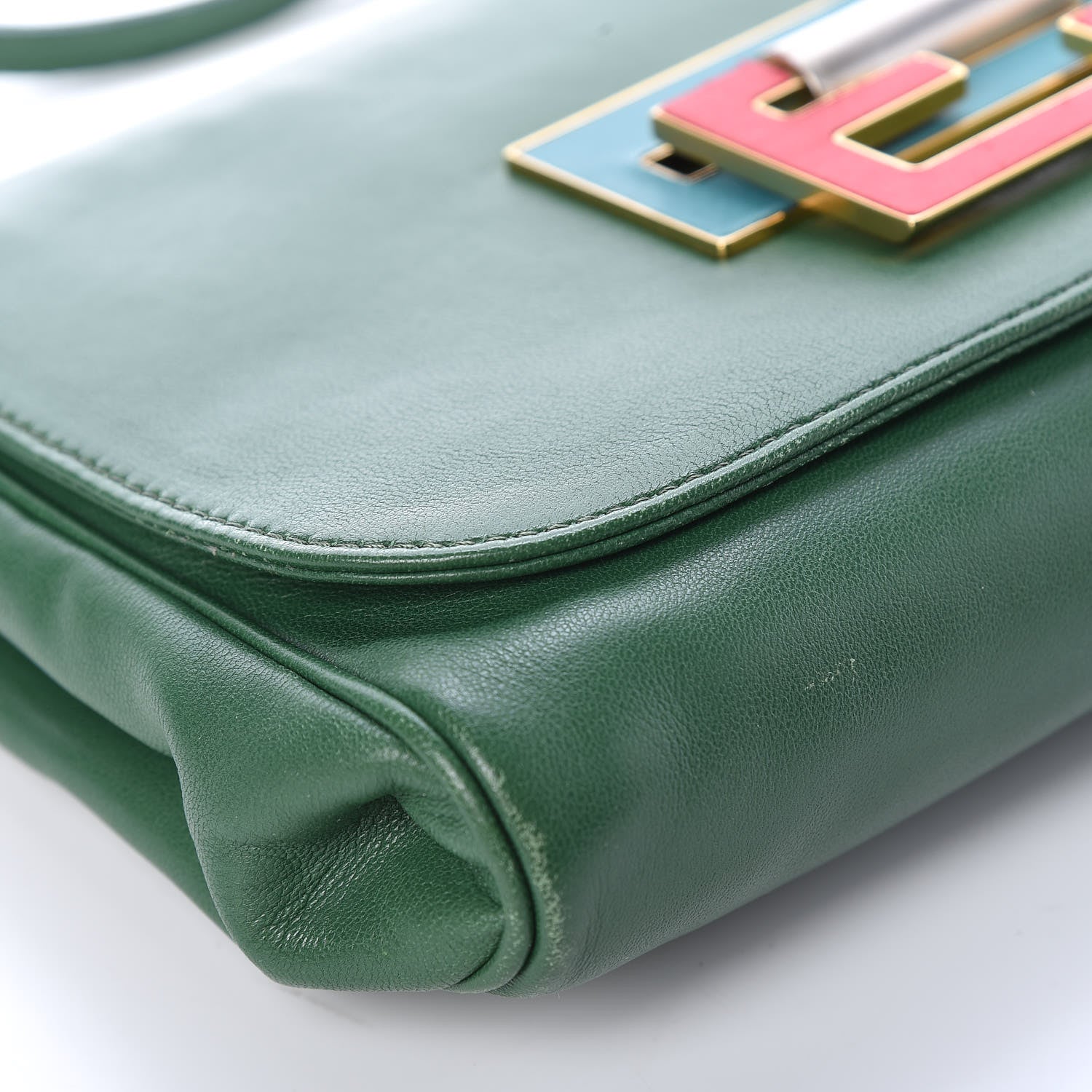 Fendi Nappa Flap Bag Green 12 of 13