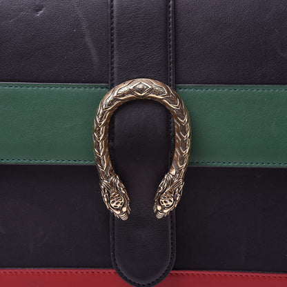 Gucci Calfskin Bamboo Web Large Dionysus Top Handle Bag Black Bright Evergreen Hibiscus Red 8 of 23