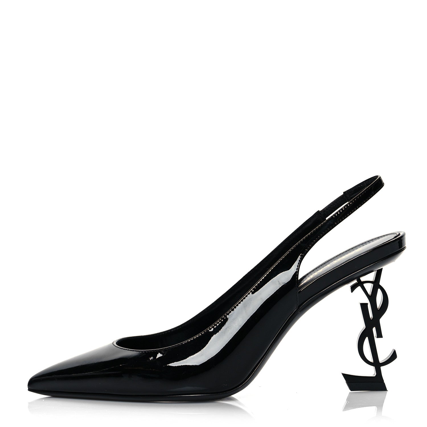 Saint Laurent Patent Opyum Slingback 3.3 Pumps 37 Black 1 of 9
