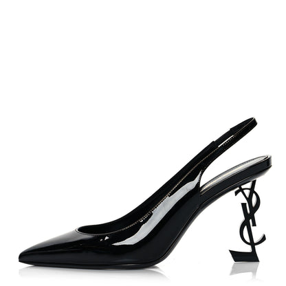 Saint Laurent Patent Opyum Slingback 3.3 Pumps 37 Black 1 of 9