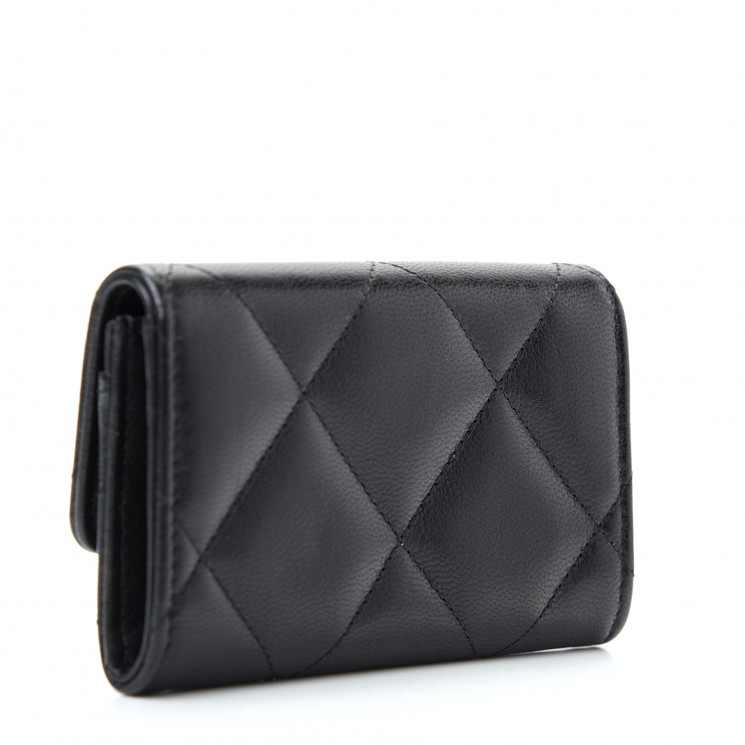 Chanel Shiny Goatskin Quilted Chanel 19 Flap Card Holder Black 3 of 9