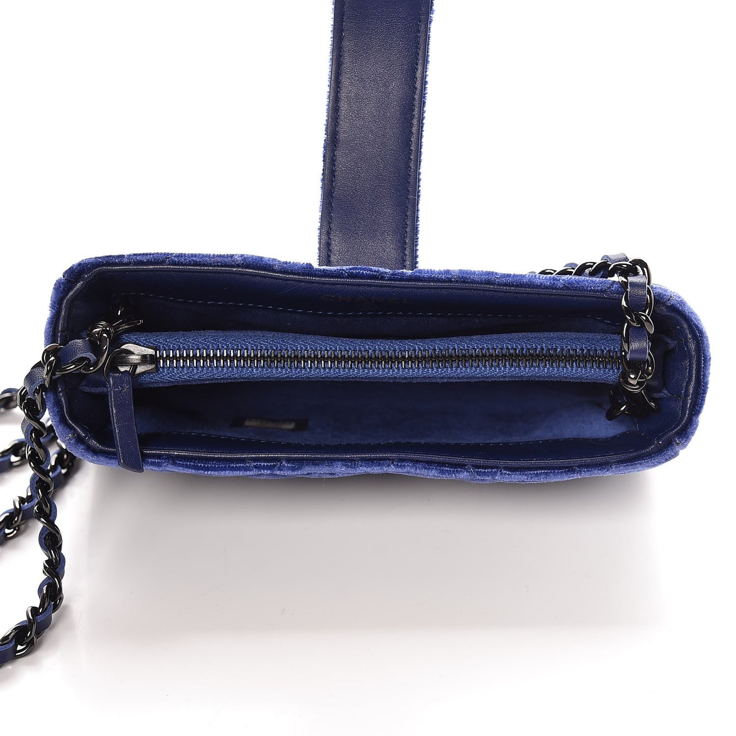 Velvet Quilted Mini Phone Holder Crossbody Bag Blue