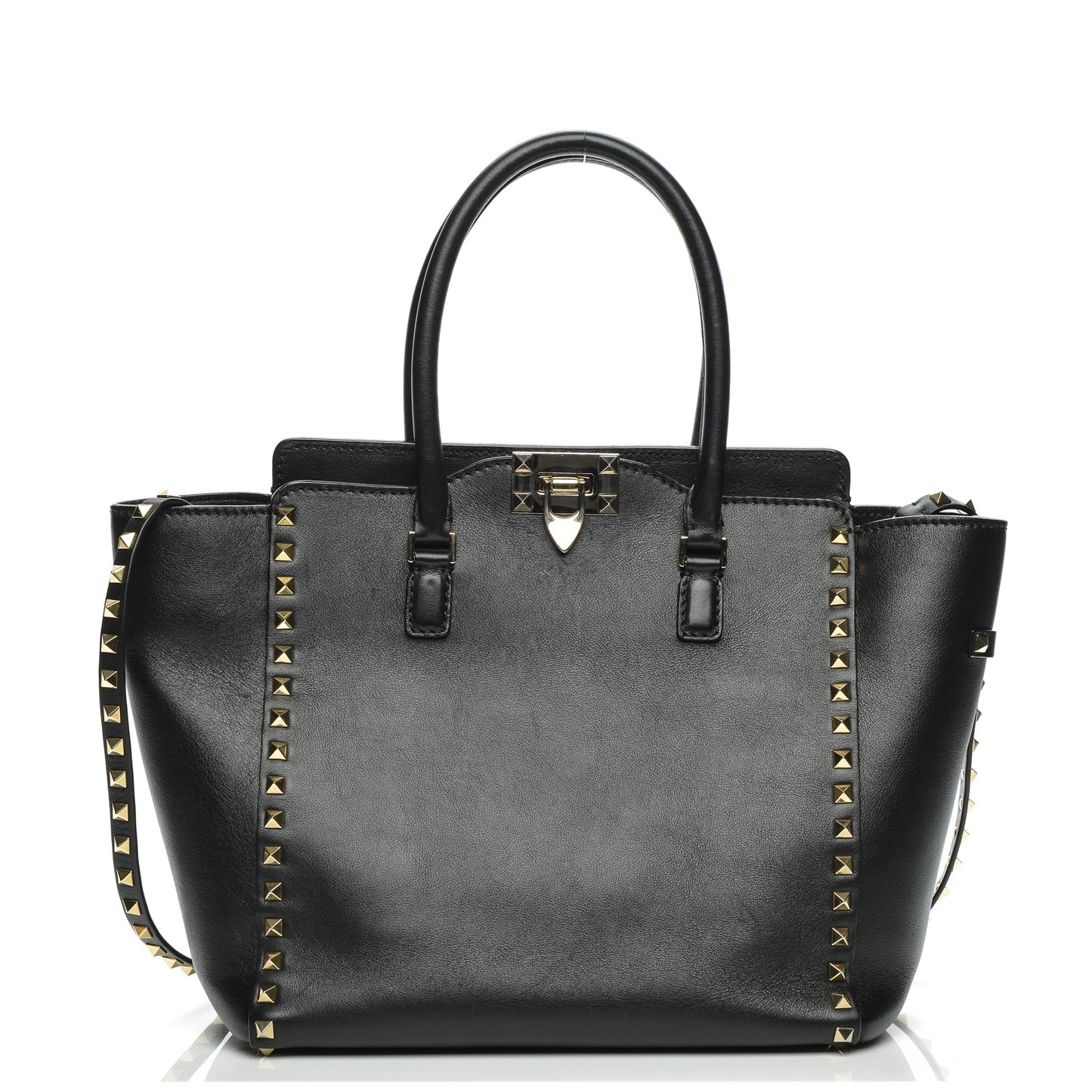 Vitello Rockstud Double Handle Tote Black