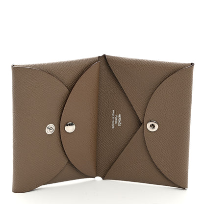 Hermes Epsom Calvi Duo Card Case Etoupe 5 of 7