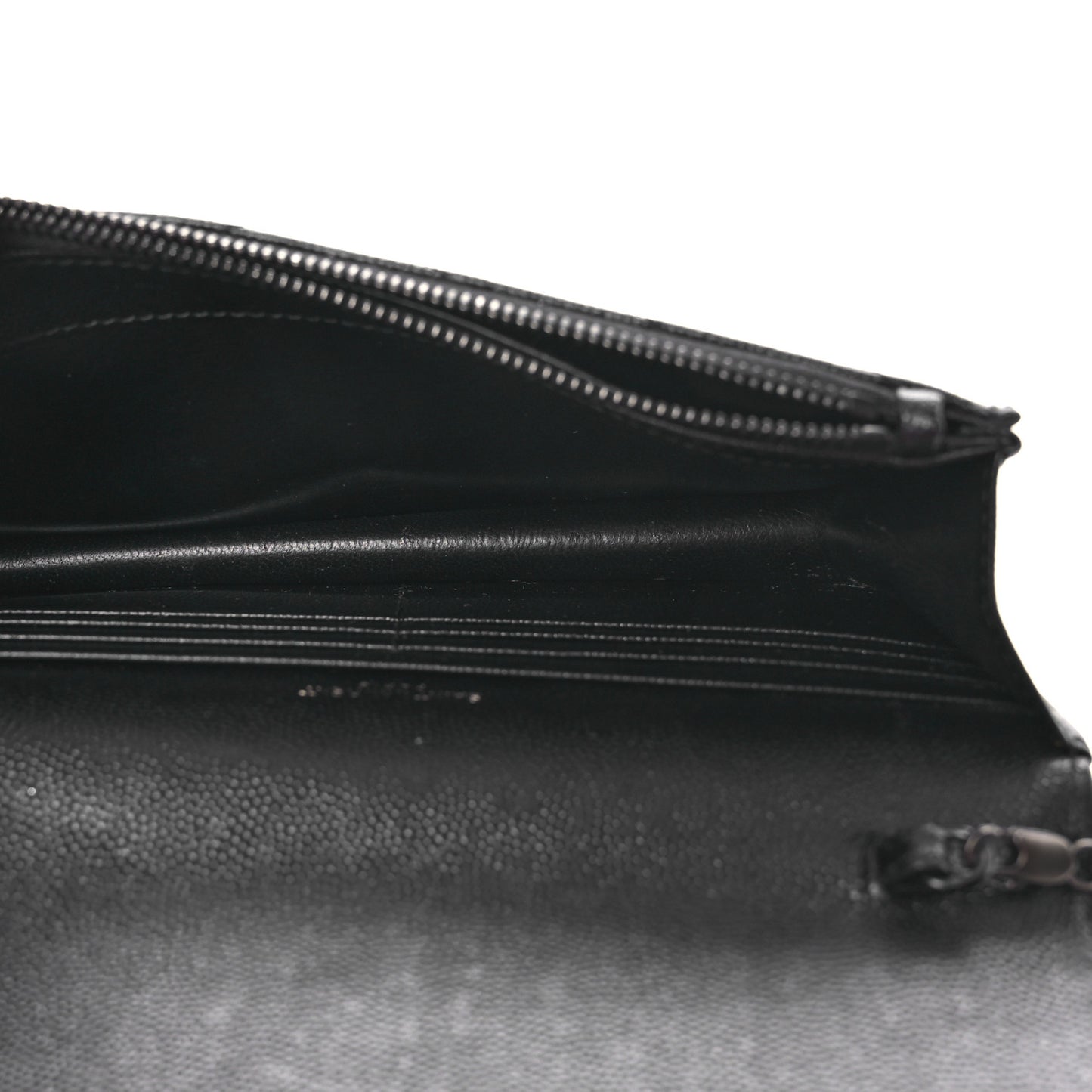 Grain De Poudre Matelasse Chevron Monogram Monochrome Envelope Chain Wallet Black