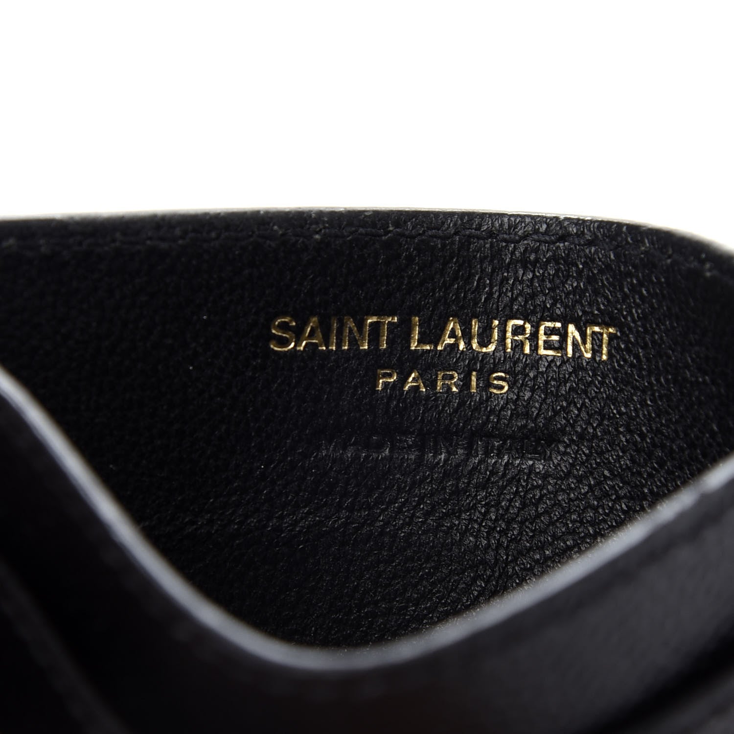 Saint Laurent Grain De Poudre Matelasse Chevron Monogram Credit Card Case Black 5 of 5