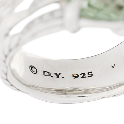 David Yurman Sterling Silver Diamond Prasiolite 16mm Tides Statement Ring 57 8 5 of 5