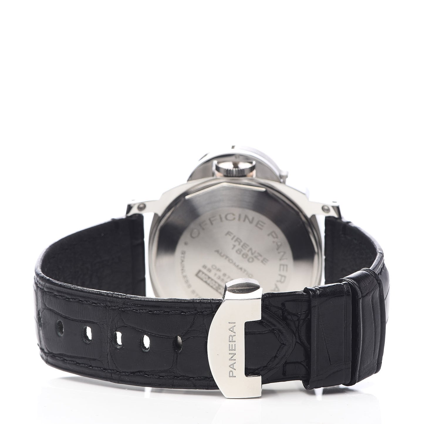 Stainless Steel Alligator 44mm Luminor 3 Day Power Reserve Automatic Watch Black PAM00090