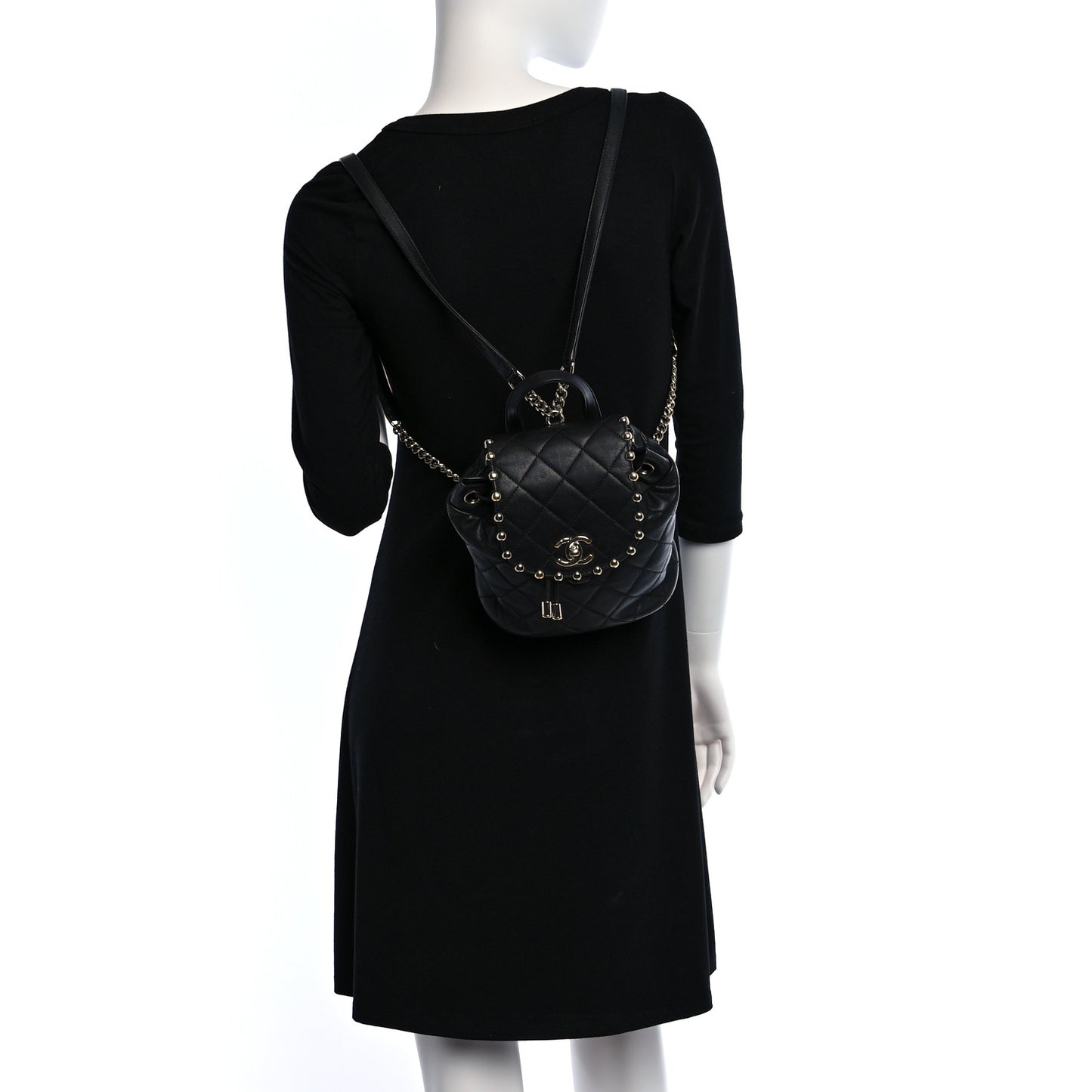 Lambskin Quilted Metallic Bubble Backpack Black