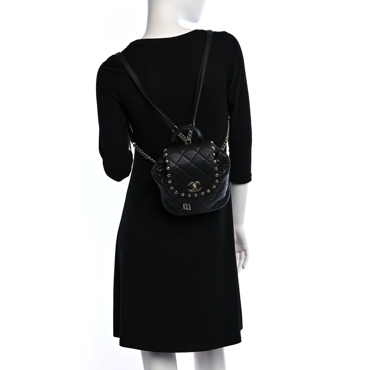 Chanel Lambskin Quilted Metallic Bubble Backpack Black 2 of 10