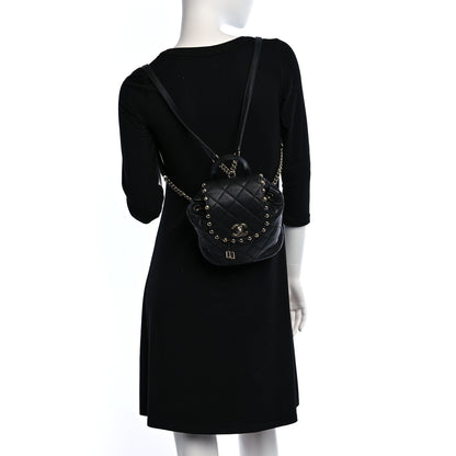 Chanel Lambskin Quilted Metallic Bubble Backpack Black 2 of 10