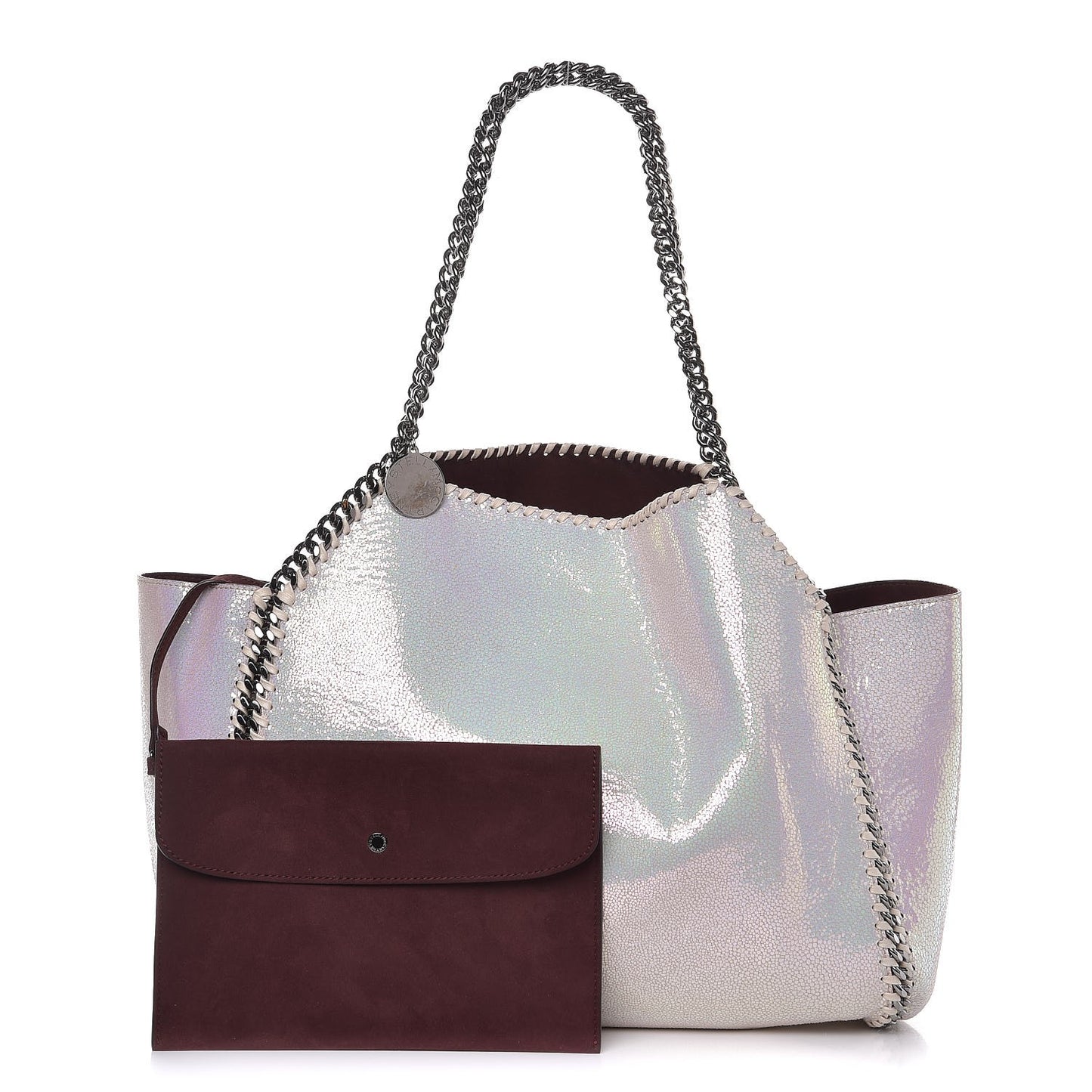 Iridescent Shaggy Deer Falabella Reversible Tote White