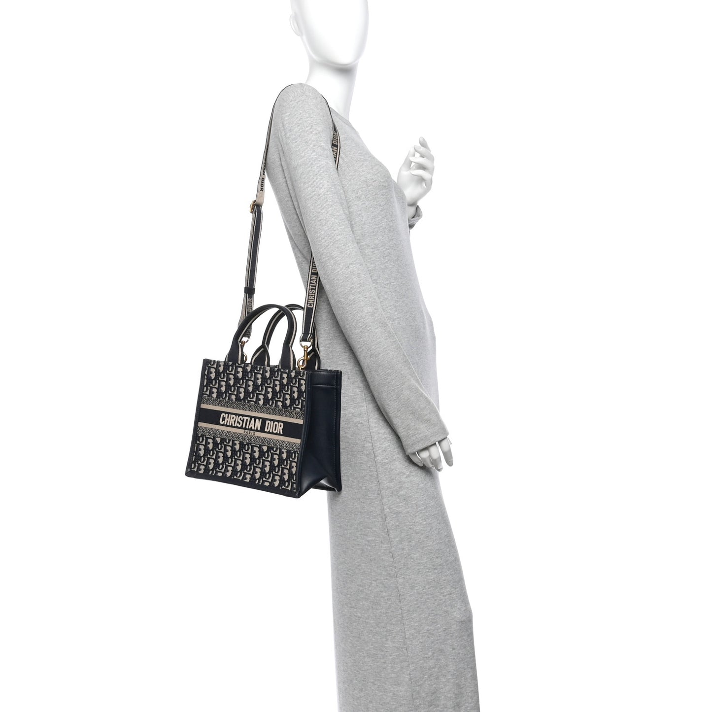 Oblique Calfskin Small Book Tote With Strap Blue Multicolor
