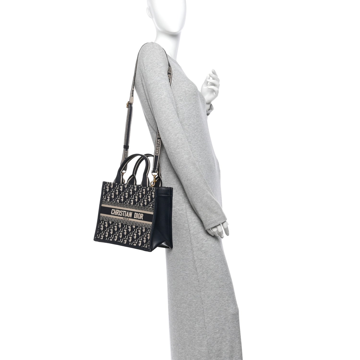 Christian Dior Oblique Calfskin Small Book Tote With Strap Blue Multicolor 2 of 14