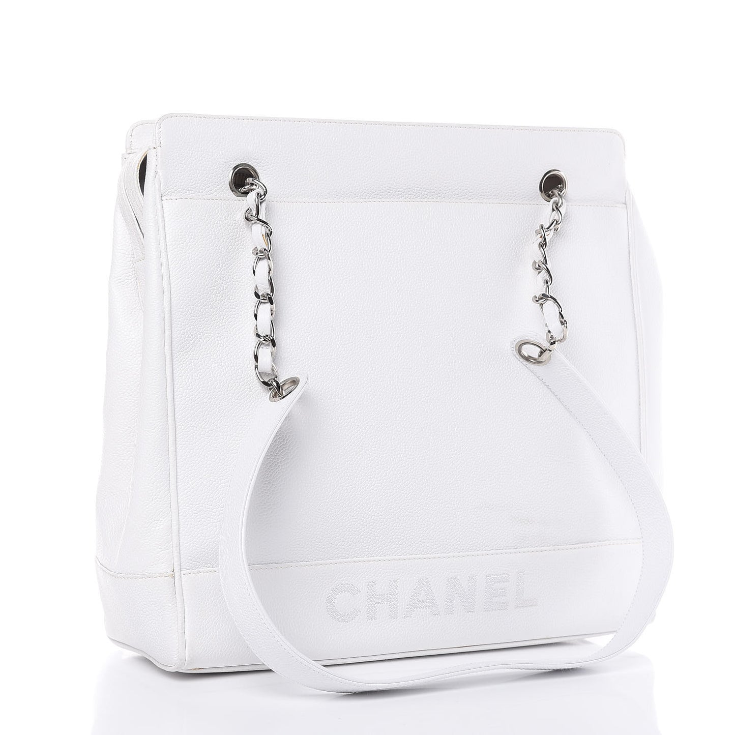 Caviar Logo Shoulder Bag White