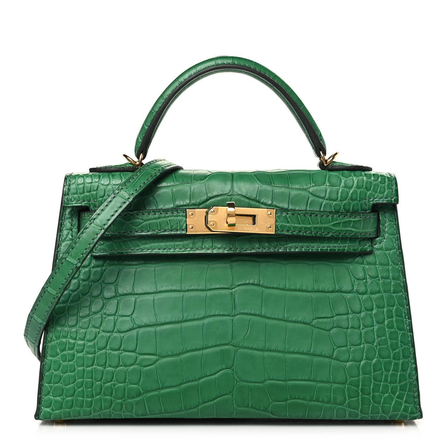 Hermes Matte Alligator Mini Kelly Sellier 20 Vert Cactus 1 of 10