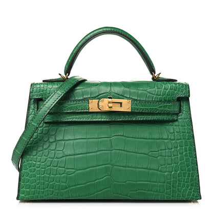 Hermes Matte Alligator Mini Kelly Sellier 20 Vert Cactus 1 of 10