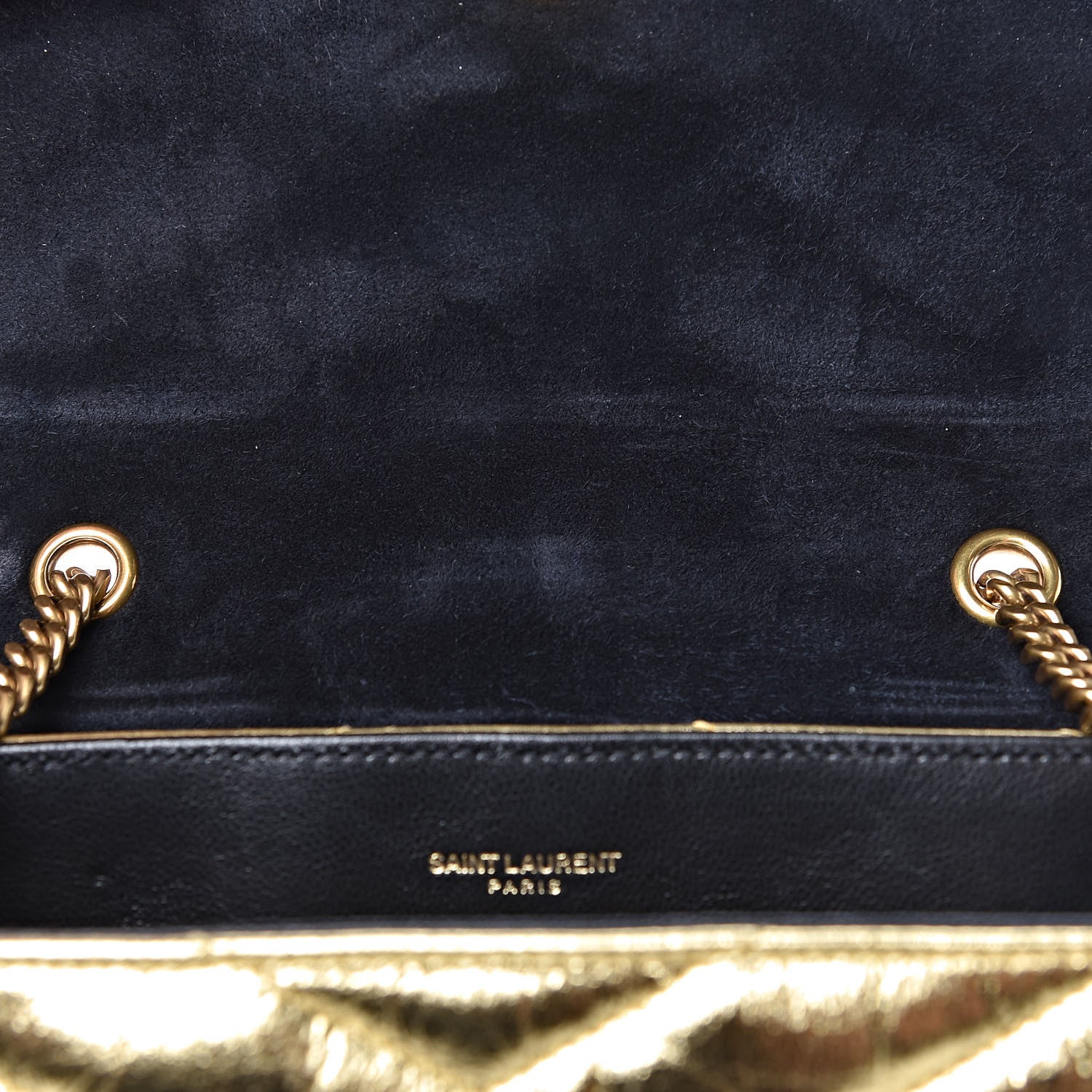 Saint Laurent Metallic Calfskin Y Quilted Small Loulou Monogram Chain Satchel Gold 16 of 16