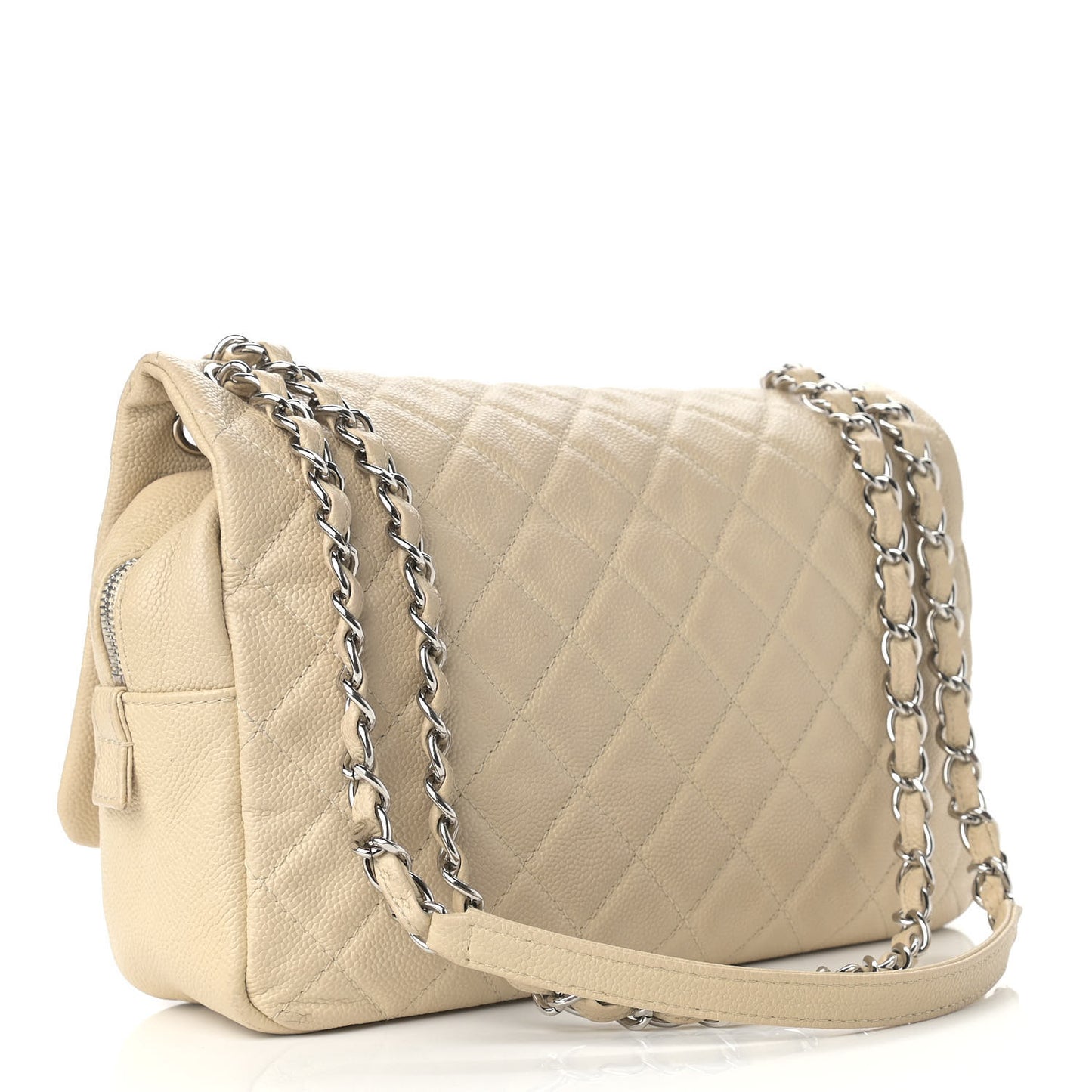 Caviar Quilted Jumbo Easy Flap Beige