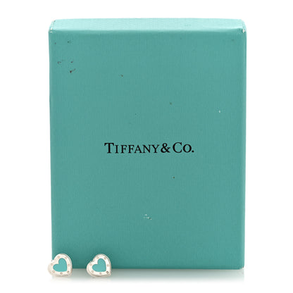 Tiffany Sterling Silver Enamel Mini Return to Tiffany Love Heart Earrings Blue 5 of 5