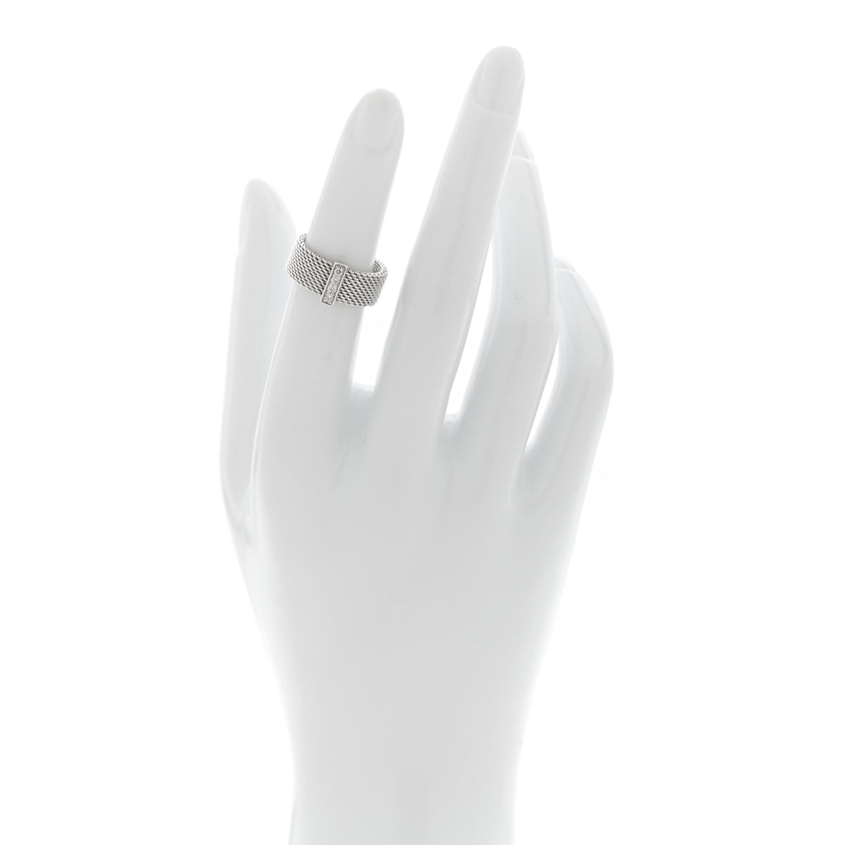 Sterling Silver Diamond Somerset Mesh Ring 49 4.75