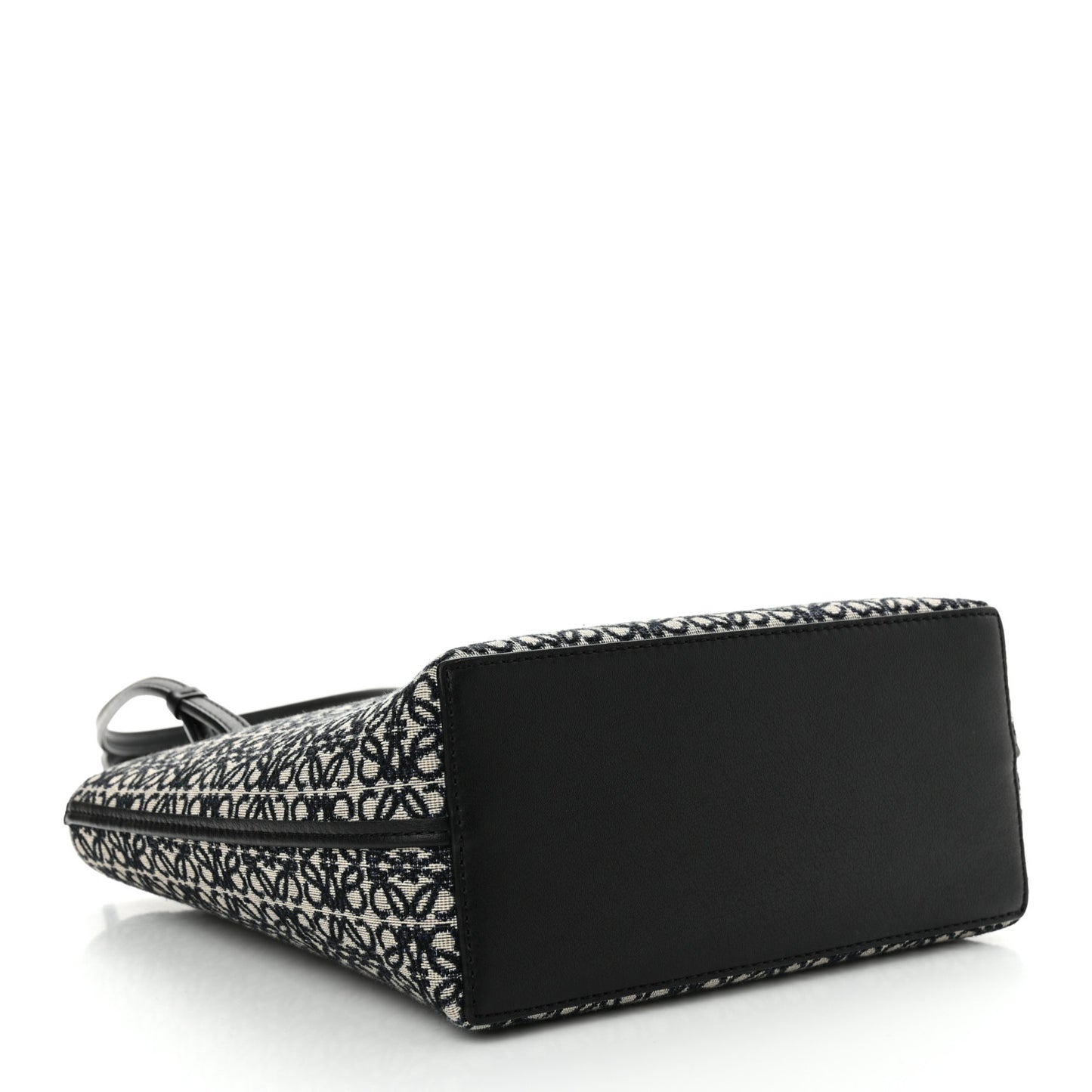 Jacquard Anagram Calfskin Small Square Tote Navy Black