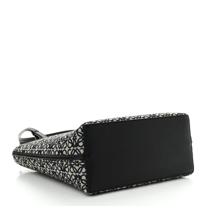 Loewe Jacquard Anagram Calfskin Small Square Tote Navy Black 4 of 10