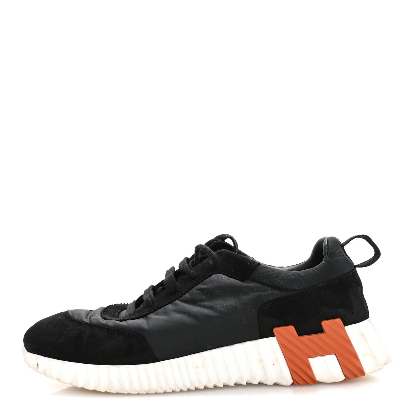 Parachute Fabric Suede Goatskin Womens Bouncing Sneakers 38.5 Black