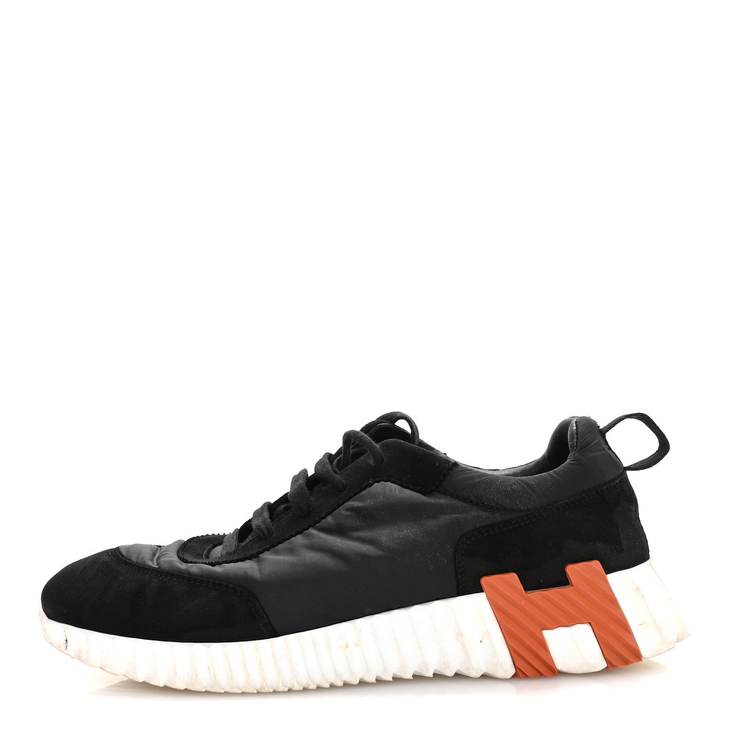 Hermes Parachute Fabric Suede Goatskin Womens Bouncing Sneakers 38.5 Black 1 of 9