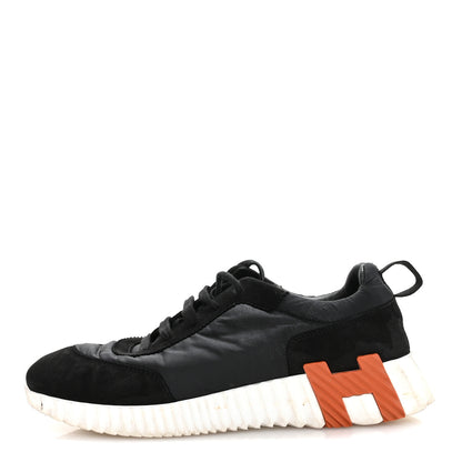 Hermes Parachute Fabric Suede Goatskin Womens Bouncing Sneakers 38.5 Black 1 of 9