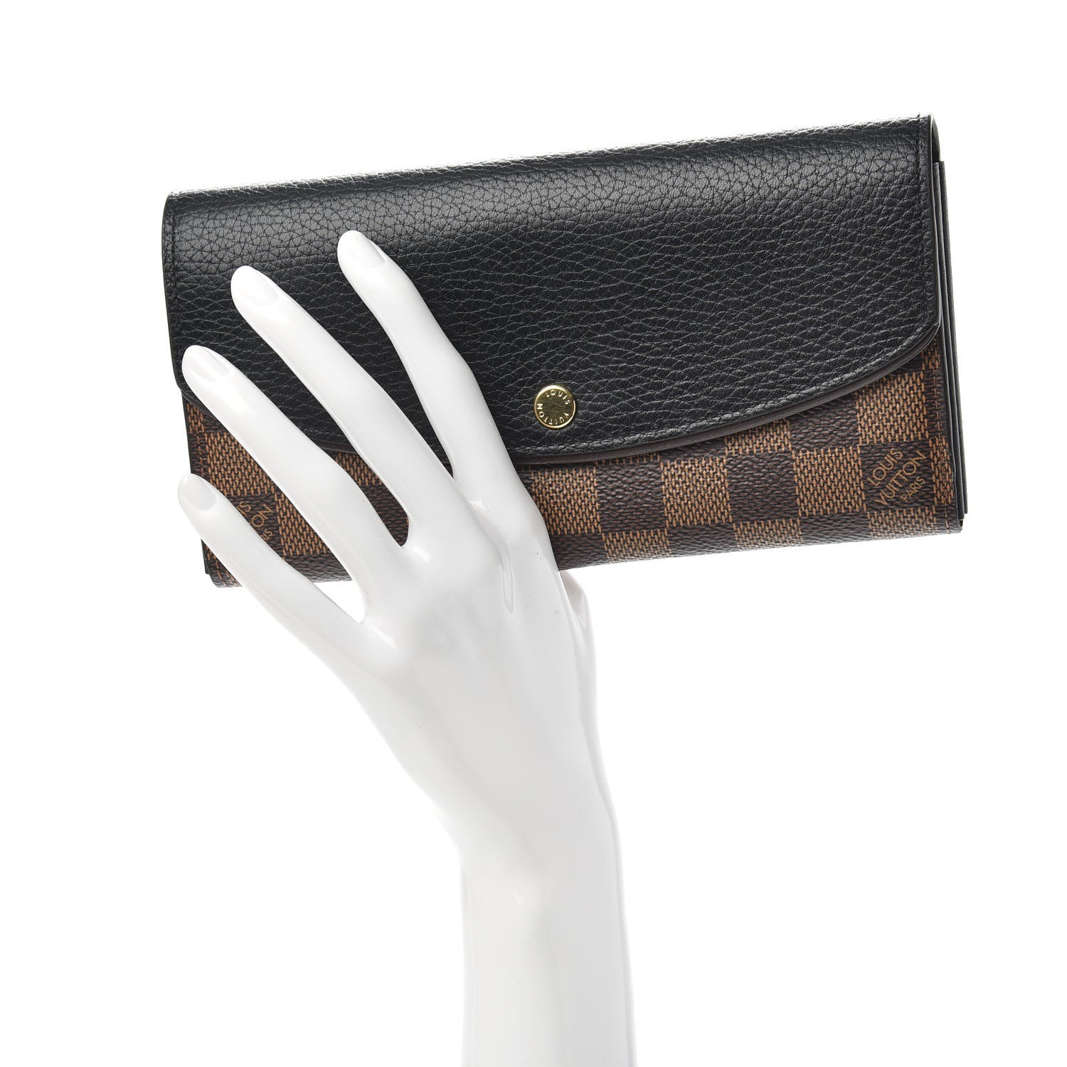 Louis Vuitton Damier Ebene Normandy Wallet Black 2 of 7
