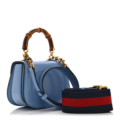 Gucci Boarded Dyana Lux Calfskin Web Mini Bamboo 1947 Top Handle Bag Blue 3 of 11