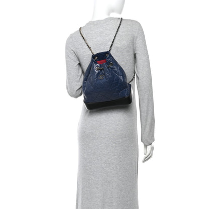 Chanel Aged Calfskin Quilted Gabrielle Backpack Navy Black 2 of 10